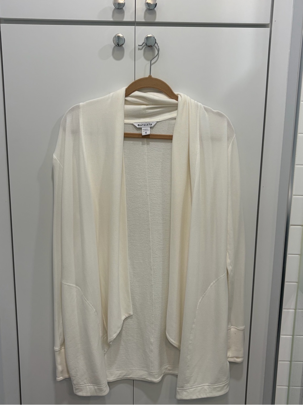 Athleta Cream Open Drape Cardigan